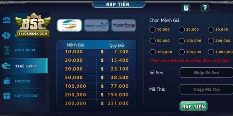 Phương thức nạp tiền qua thẻ cào được nhiều người lựa chọn Phương thức nạp tiền qua thẻ cào được nhiều người lựa chọn