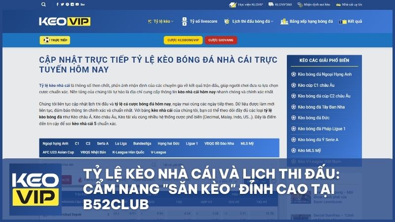 Tỷ Lệ Kèo Nhà Cái Và Lịch Thi Đấu: Cẩm Nang "Săn Kèo" Đỉnh Cao Tại B52Club